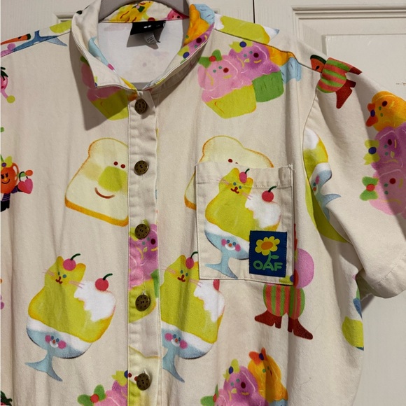 Lazy Oaf White Cartoon Print Jumpsuit - Picture 2 of 4